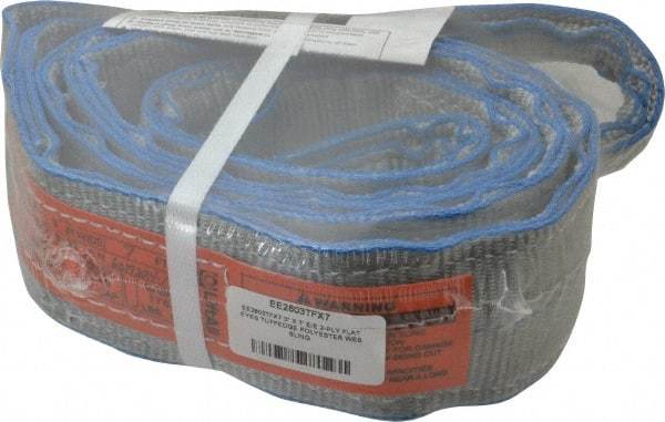 Lift-All - 7' Long x 3" Wide, 8,600 Lb Vertical Capacity, 2 Ply, Polyester Web Sling - 6,900 Lb Choker Capacity - Industrial Tool & Supply