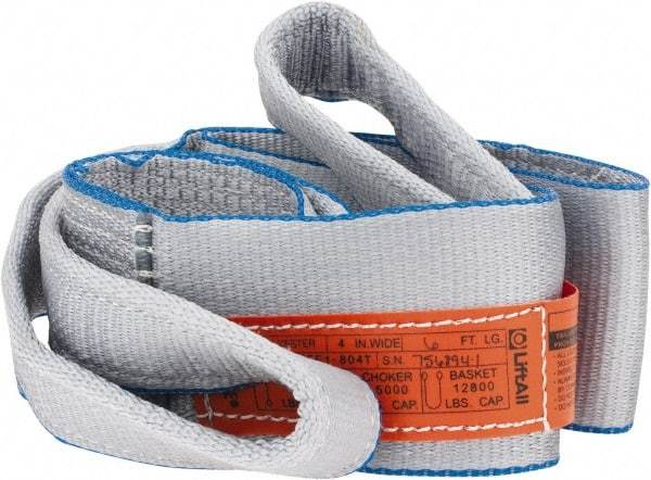 Lift-All - 6' Long x 4" Wide, 6,400 Lb Vertical Capacity, 1 Ply, Polyester Web Sling - 5,000 Lb Choker Capacity - Industrial Tool & Supply