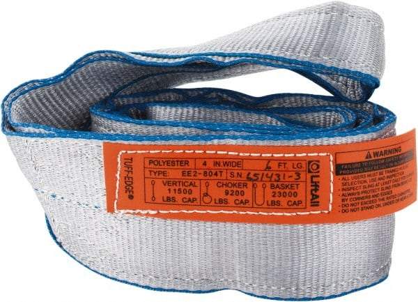 Lift-All - 6' Long x 4" Wide, 11,500 Lb Vertical Capacity, 2 Ply, Polyester Web Sling - 9,200 Lb Choker Capacity - Industrial Tool & Supply