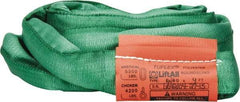 Lift-All - 4' Long x 4" Wide, 5,300 Lb Vertical Capacity, Polyester Web Sling - 4,200 Lb Choker Capacity, 7/8" Diam Chain, Green - Industrial Tool & Supply