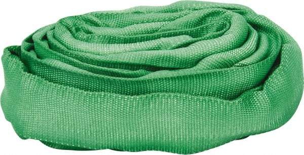 Lift-All - 6' Long x 1-3/8" Wide, 5,300 Lb Vertical Capacity, Polyester Web Sling - 4,200 Lb Choker Capacity, 7/8" Diam Chain, Green - Industrial Tool & Supply