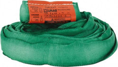Lift-All - 7' Long x 1-3/8" Wide, Polyester Web Sling - 4,200 Lb Choker Capacity, 7/8" Diam Chain, Green - Industrial Tool & Supply