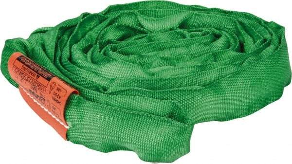 Lift-All - 8' Long x 1-3/8" Wide, Polyester Web Sling - 4,200 Lb Choker Capacity, 7/8" Diam Chain, Green - Industrial Tool & Supply