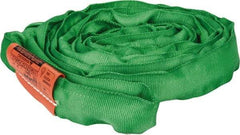 Lift-All - 8' Long x 1-3/8" Wide, Polyester Web Sling - 4,200 Lb Choker Capacity, 7/8" Diam Chain, Green - Industrial Tool & Supply