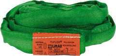 Lift-All - 9' Long x 1-3/8" Wide, Polyester Web Sling - 4,200 Lb Choker Capacity, 7/8" Diam Chain, Green - Industrial Tool & Supply