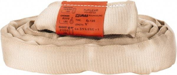 Lift-All - 8' Long x 1-7/8" Wide, Polyester Web Sling - 8,500 Lb Choker Capacity, 1-1/8" Diam Chain, Tan - Industrial Tool & Supply