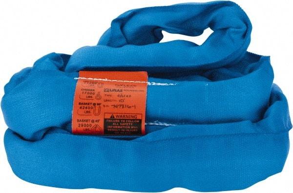 Lift-All - 10' Long x 2-5/8" Wide, Polyester Web Sling - 17,000 Lb Choker Capacity, 1-3/4" Diam Chain, Blue - Industrial Tool & Supply