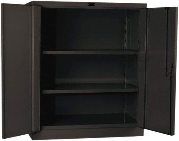 Hallowell - 2 Shelf Locking Storage Cabinet - Steel, 36" Wide x 21" Deep x 42" High, Gray - Industrial Tool & Supply