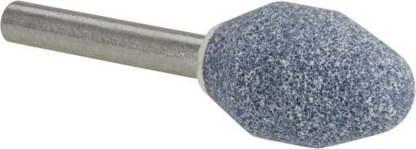 Tru-Maxx - 3/4" Head Diam x 1-1/8" Thickness, A6, Flame End, Aluminum Oxide Mounted Point - Blue, Medium Grade, 60 Grit, 39,000 RPM - Industrial Tool & Supply