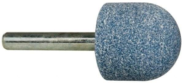 Tru-Maxx - 1" Head Diam x 1" Thickness, A21, Ball Nose End, Aluminum Oxide Mounted Point - Blue, Medium Grade, 60 Grit, 34,500 RPM - Industrial Tool & Supply