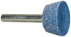 Tru-Maxx - 1" Head Diam x 1/2" Thickness, A33, Inverted Cone Flat End, Aluminum Oxide Mounted Point - Blue, Medium Grade, 60 Grit, 38,200 RPM - Industrial Tool & Supply