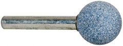 Tru-Maxx - 3/4" Head Diam x 3/4" Thickness, A40, Ball End, Aluminum Oxide Mounted Point - Blue, Medium Grade, 60 Grit, 44,030 RPM - Industrial Tool & Supply