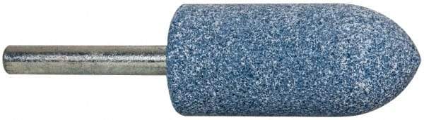 Tru-Maxx - 7/8" Head Diam x 2" Thickness, A11, Pointed Tree End, Aluminum Oxide Mounted Point - Blue, Medium Grade, 60 Grit, 25,420 RPM - Industrial Tool & Supply