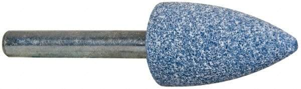 Tru-Maxx - 11/16" Head Diam x 1-1/4" Thickness, A12, Pointed Tree End, Aluminum Oxide Mounted Point - Blue, Medium Grade, 60 Grit, 38,050 RPM - Industrial Tool & Supply