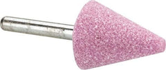 Tru-Maxx - 1" Head Diam x 1-1/4" Thickness, A2, Cone End, Aluminum Oxide Mounted Point - Pink, Medium Grade, 60 Grit, 38,200 RPM - Industrial Tool & Supply