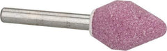 Tru-Maxx - 3/4" Head Diam x 1-1/8" Thickness, A6, Flame End, Aluminum Oxide Mounted Point - Pink, Medium Grade, 60 Grit, 39,000 RPM - Industrial Tool & Supply