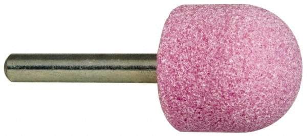 Tru-Maxx - 1" Head Diam x 1" Thickness, A21, Ball Nose End, Aluminum Oxide Mounted Point - Pink, Medium Grade, 60 Grit, 34,500 RPM - Industrial Tool & Supply