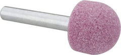 Tru-Maxx - 3/4" Head Diam x 5/8" Thickness, A22, Ball Nose End, Aluminum Oxide Mounted Point - Pink, Medium Grade, 60 Grit, 50,930 RPM - Industrial Tool & Supply