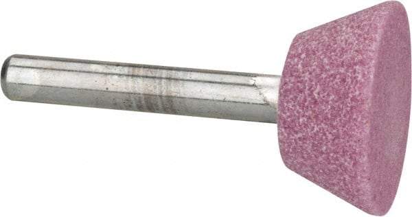 Tru-Maxx - 1" Head Diam x 1/2" Thickness, A33, Inverted Cone Flat End, Aluminum Oxide Mounted Point - Pink, Medium Grade, 60 Grit, 38,200 RPM - Industrial Tool & Supply