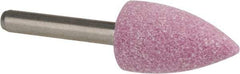 Tru-Maxx - 11/16" Head Diam x 1-1/4" Thickness, A12, Pointed Tree End, Aluminum Oxide Mounted Point - Pink, Medium Grade, 60 Grit, 38,050 RPM - Industrial Tool & Supply