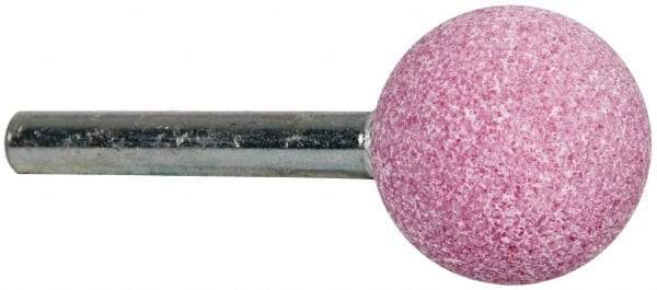 Tru-Maxx - 1" Head Diam x 1" Thickness, A25, Ball End, Aluminum Oxide Mounted Point - Pink, Medium Grade, 60 Grit, 35,510 RPM - Industrial Tool & Supply