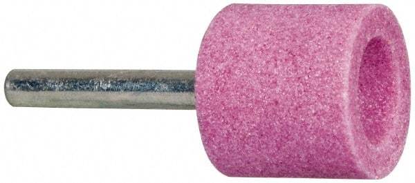 Tru-Maxx - 1" Head Diam x 1" Thickness, A38, Cylinder Cup End, Aluminum Oxide Mounted Point - Pink, Medium Grade, 60 Grit, 35,510 RPM - Industrial Tool & Supply