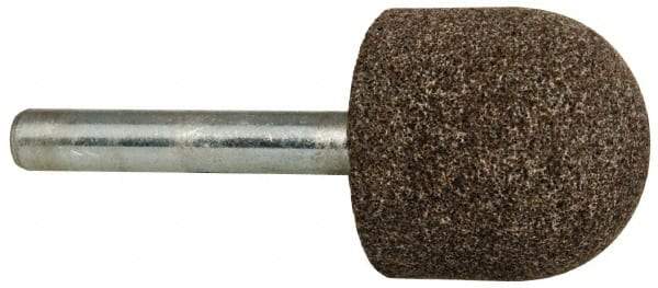 Tru-Maxx - 1" Head Diam x 1" Thickness, A21, Ball Nose End, Aluminum Oxide Mounted Point - Medium Grade, 60 Grit, 34,500 RPM - Industrial Tool & Supply