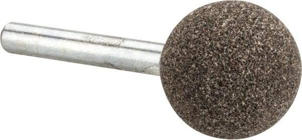 Tru-Maxx - 1" Head Diam x 1" Thickness, A25, Ball End, Aluminum Oxide Mounted Point - Medium Grade, 60 Grit, 35,510 RPM - Industrial Tool & Supply