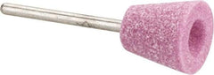 Tru-Maxx - 5/8" Head Diam x 11/16" Thickness, B101, Inverted Cone Cupped End, Aluminum Oxide Mounted Point - Pink, Medium Grade, 60 Grit, 33,750 RPM - Industrial Tool & Supply