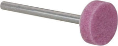 Tru-Maxx - 1/2" Head Diam x 1/16" Thickness, W181, Cylinder End, Aluminum Oxide Mounted Point - Pink, Medium Grade, 60 Grit, 76,390 RPM - Industrial Tool & Supply