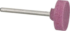 Tru-Maxx - 3/4" Head Diam x 1/4" Thickness, W201, Cylinder End, Aluminum Oxide Mounted Point - Pink, Medium Grade, 60 Grit, 38,250 RPM - Industrial Tool & Supply