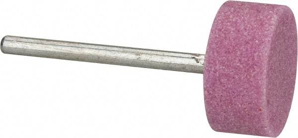 Tru-Maxx - 3/4" Head Diam x 3/8" Thickness, W202, Cylinder End, Aluminum Oxide Mounted Point - Pink, Medium Grade, 60 Grit, 38,640 RPM - Industrial Tool & Supply