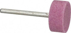 Tru-Maxx - 3/4" Head Diam x 3/8" Thickness, W202, Cylinder End, Aluminum Oxide Mounted Point - Pink, Medium Grade, 60 Grit, 38,640 RPM - Industrial Tool & Supply