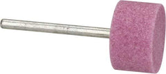 Tru-Maxx - 3/4" Head Diam x 1/2" Thickness, W203, Cylinder End, Aluminum Oxide Mounted Point - Pink, Medium Grade, 60 Grit, 50,460 RPM - Industrial Tool & Supply