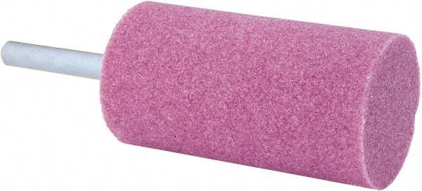 Tru-Maxx - 1-1/4" Head Diam x 2-1/2" Thickness, W233, Cylinder End, Aluminum Oxide Mounted Point - Pink, Medium Grade, 60 Grit, 14,250 RPM - Industrial Tool & Supply