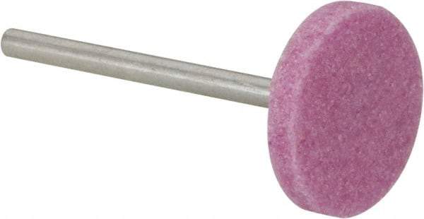 Tru-Maxx - 3/4" Head Diam x 1/8" Thickness, W200, Cylinder End, Aluminum Oxide Mounted Point - Pink, Medium Grade, 60 Grit, 50,930 RPM - Industrial Tool & Supply