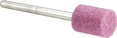 Tru-Maxx - 3/8" Head Diam x 1/2" Thickness, W176, Cylinder End, Aluminum Oxide Mounted Point - Pink, Medium Grade, 60 Grit, 48,370 RPM - Industrial Tool & Supply