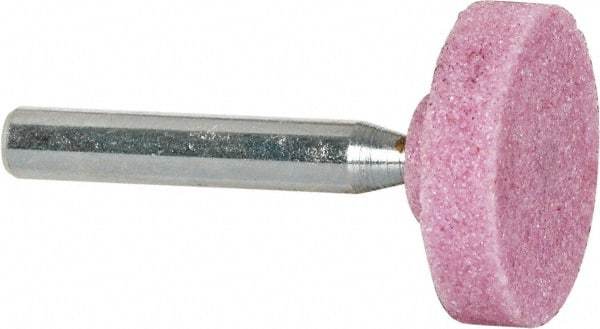 Tru-Maxx - 1" Head Diam x 1/4" Thickness, W216, Cylinder End, Aluminum Oxide Mounted Point - Pink, Medium Grade, 60 Grit, 38,200 RPM - Industrial Tool & Supply