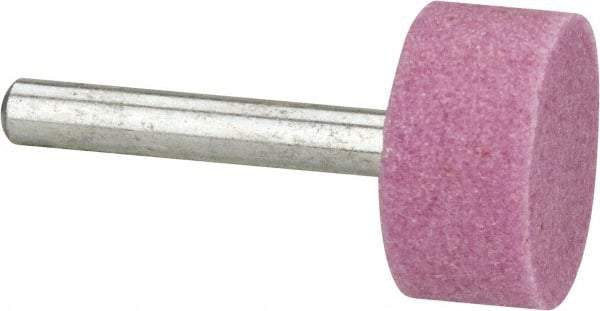 Tru-Maxx - 1" Head Diam x 1/2" Thickness, W218, Cylinder End, Aluminum Oxide Mounted Point - Pink, Medium Grade, 60 Grit, 37,890 RPM - Industrial Tool & Supply