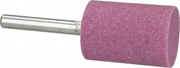 Tru-Maxx - 1" Head Diam x 1-1/2" Thickness, W221, Cylinder End, Aluminum Oxide Mounted Point - Pink, Medium Grade, 60 Grit, 24,490 RPM - Industrial Tool & Supply