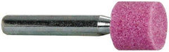 Tru-Maxx - 1/2" Head Diam x 1/2" Thickness, W185, Cylinder End, Aluminum Oxide Mounted Point - Pink, Medium Grade, 60 Grit, 44,470 RPM - Industrial Tool & Supply