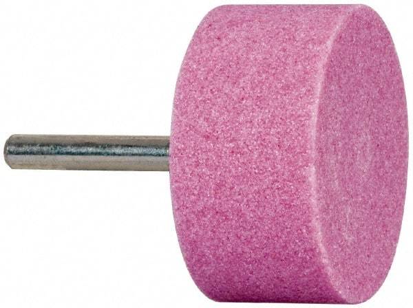 Tru-Maxx - 2" Head Diam x 1" Thickness, W242, Cylinder End, Aluminum Oxide Mounted Point - Pink, Medium Grade, 60 Grit, 19,100 RPM - Industrial Tool & Supply