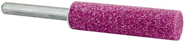 Tru-Maxx - 1/2" Head Diam x 2" Thickness, W189, Cylinder End, Aluminum Oxide Mounted Point - Pink, Medium Grade, 60 Grit, 26,830 RPM - Industrial Tool & Supply