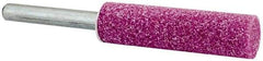 Tru-Maxx - 1/2" Head Diam x 2" Thickness, W189, Cylinder End, Aluminum Oxide Mounted Point - Pink, Medium Grade, 60 Grit, 26,830 RPM - Industrial Tool & Supply