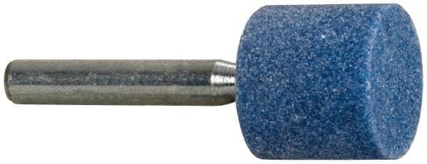 Tru-Maxx - 3/4" Head Diam x 3/4" Thickness, W204, Cylinder End, Aluminum Oxide Mounted Point - Blue, Medium Grade, 60 Grit, 36,510 RPM - Industrial Tool & Supply