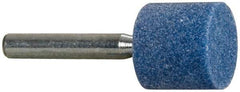 Tru-Maxx - 3/4" Head Diam x 3/4" Thickness, W204, Cylinder End, Aluminum Oxide Mounted Point - Blue, Medium Grade, 60 Grit, 36,510 RPM - Industrial Tool & Supply