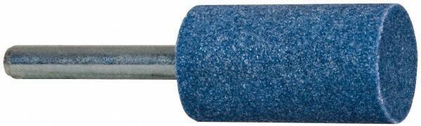 Tru-Maxx - 3/4" Head Diam x 1-1/2" Thickness, W207, Cylinder End, Aluminum Oxide Mounted Point - Blue, Medium Grade, 60 Grit, 24,490 RPM - Industrial Tool & Supply