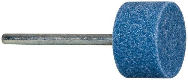 Tru-Maxx - 3/4" Head Diam x 1/2" Thickness, W203, Cylinder End, Aluminum Oxide Mounted Point - Blue, Medium Grade, 60 Grit, 50,460 RPM - Industrial Tool & Supply