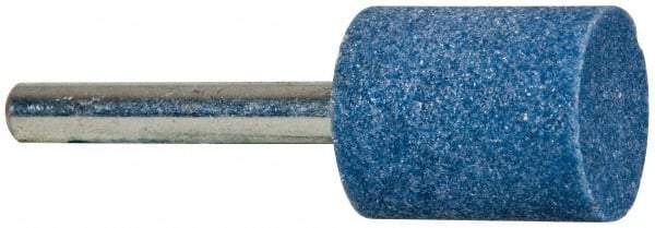 Tru-Maxx - 3/4" Head Diam x 1" Thickness, W205, Cylinder End, Aluminum Oxide Mounted Point - Blue, Medium Grade, 60 Grit, 32,950 RPM - Industrial Tool & Supply