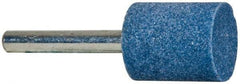 Tru-Maxx - 3/4" Head Diam x 1" Thickness, W205, Cylinder End, Aluminum Oxide Mounted Point - Blue, Medium Grade, 60 Grit, 32,950 RPM - Industrial Tool & Supply